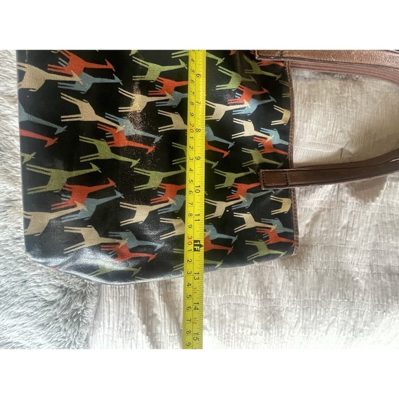 Vintage Fossil Leather Giraffe Print Safari Shoulder Bag Key Per Y2K Boho - Picture 9 of 10